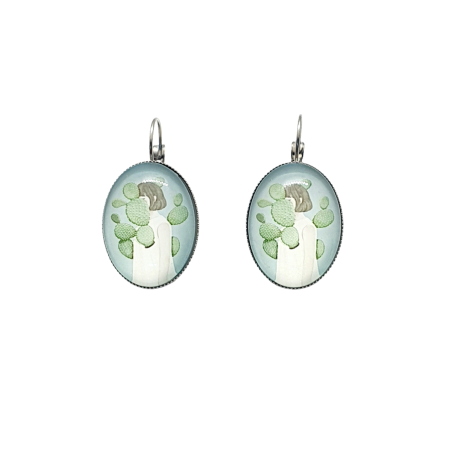 earring oval steel cactus girl1